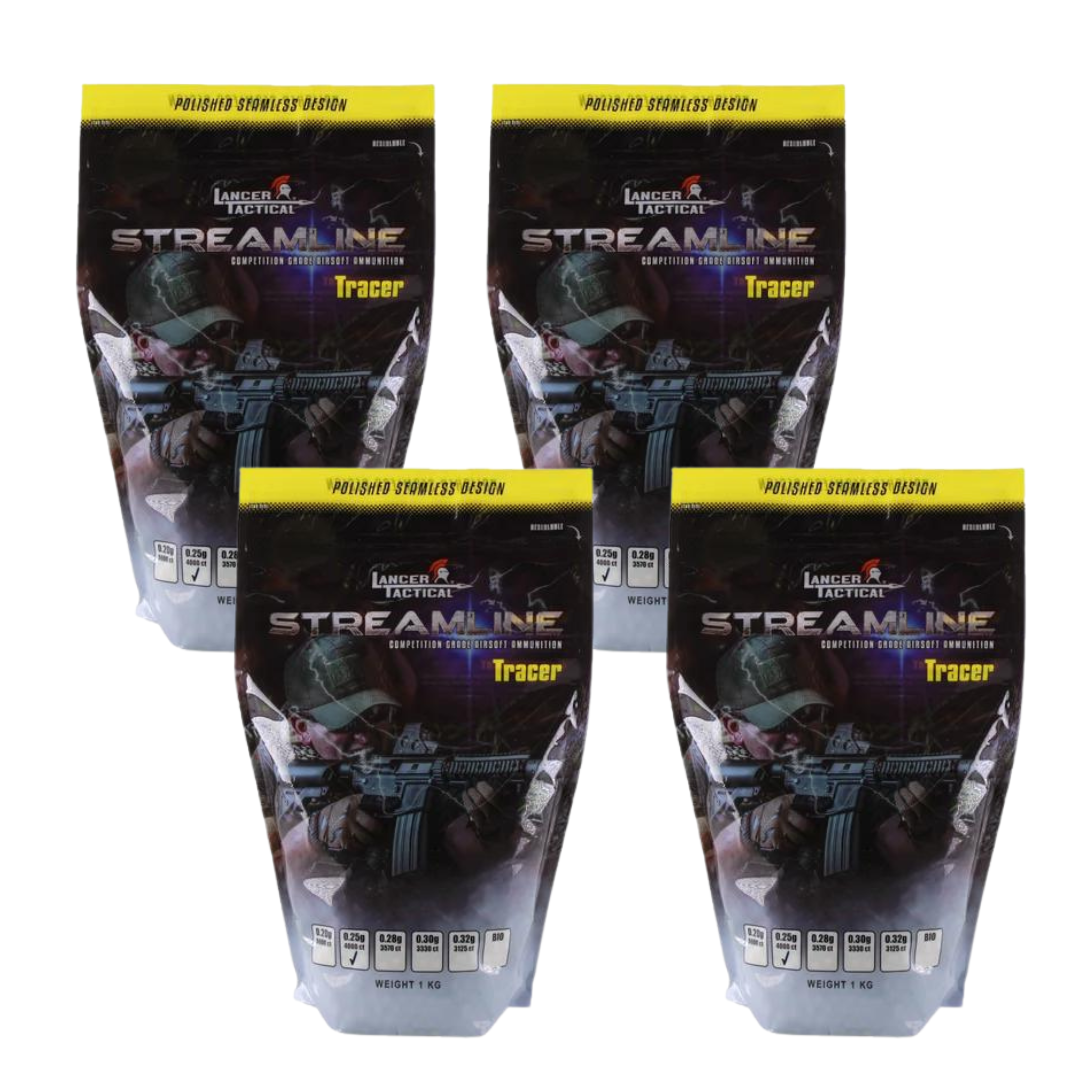 ( 4 Pack ) Lancer Tactical 4000 Round 0.25g Streamline Competition Gra