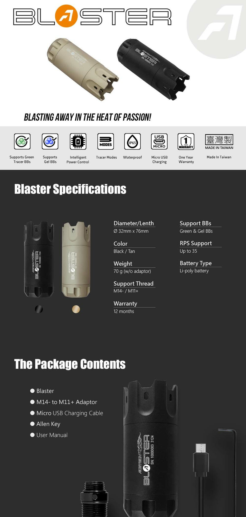 Acetech Brighter BLASTER Tracer unit for Hi-Capa Glock Tokyo Marui We Tech